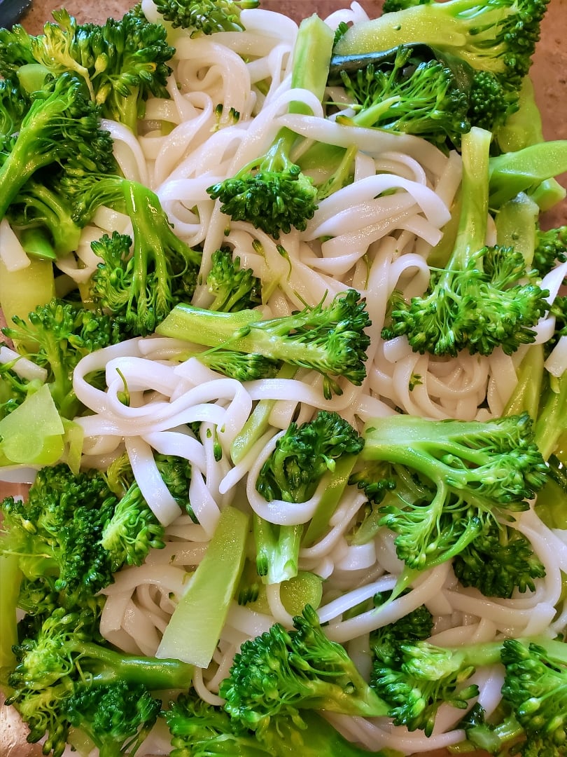 Broccoli Rice Noodles close up