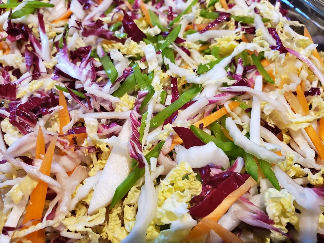 Cabbage Radicchio Runner Bean Slaw