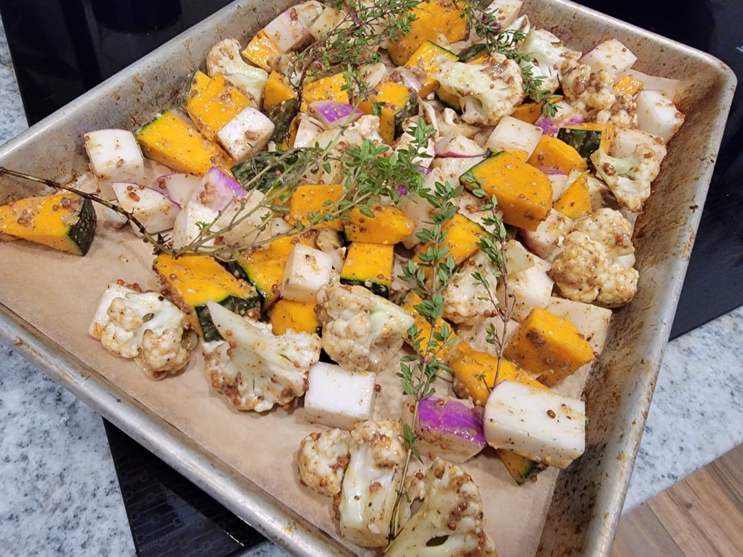 Garam Masala Mustard Roasted Veg
