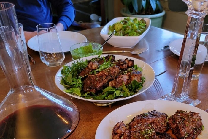 Lamb chops & pesto potatoes