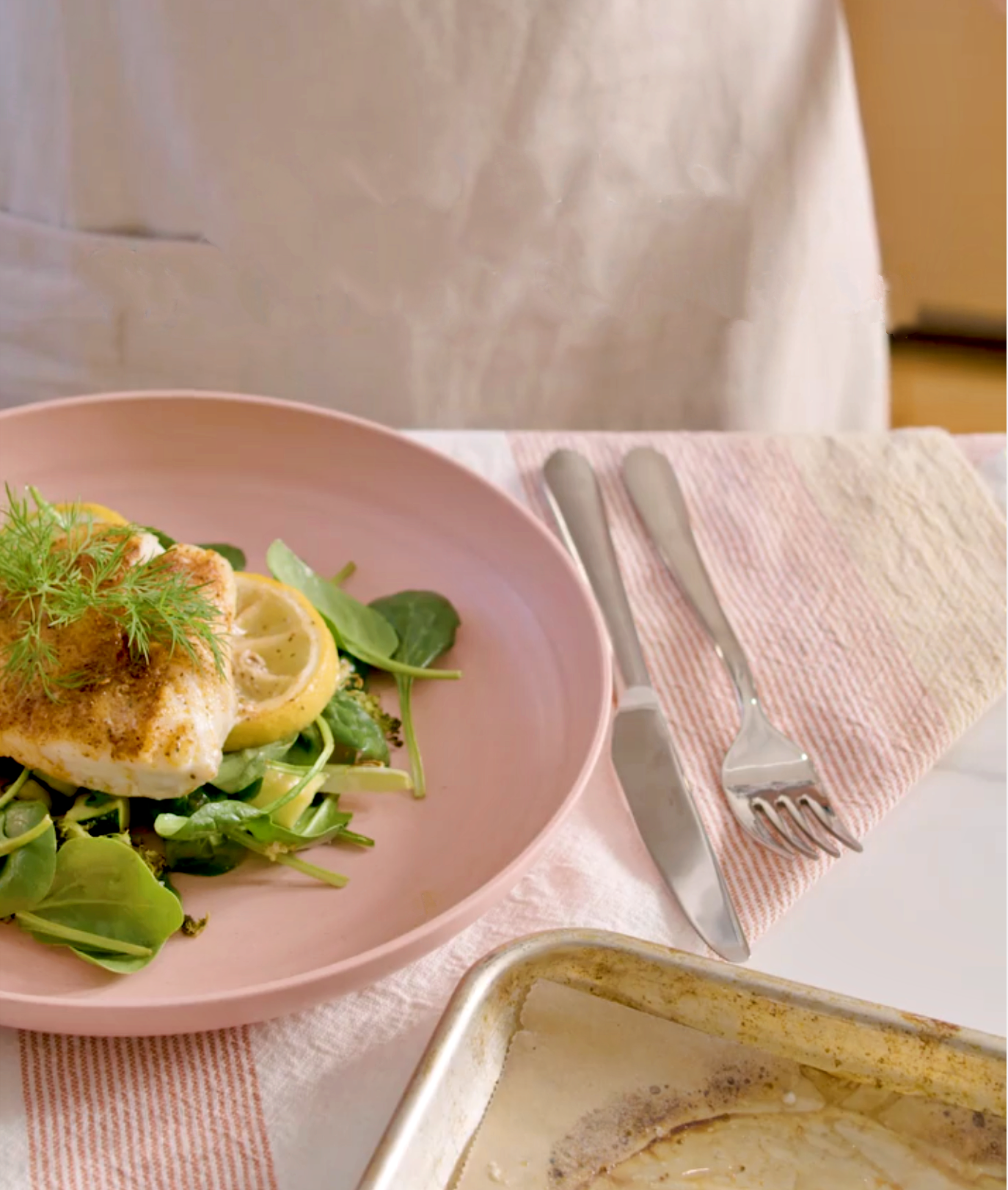 Lemon Roasted Fish + Greens
