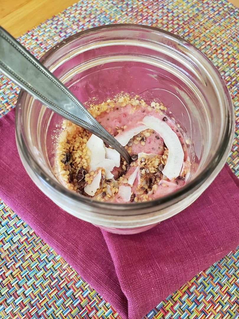 Raspberry Coconut Cacao Yoghurt Salad