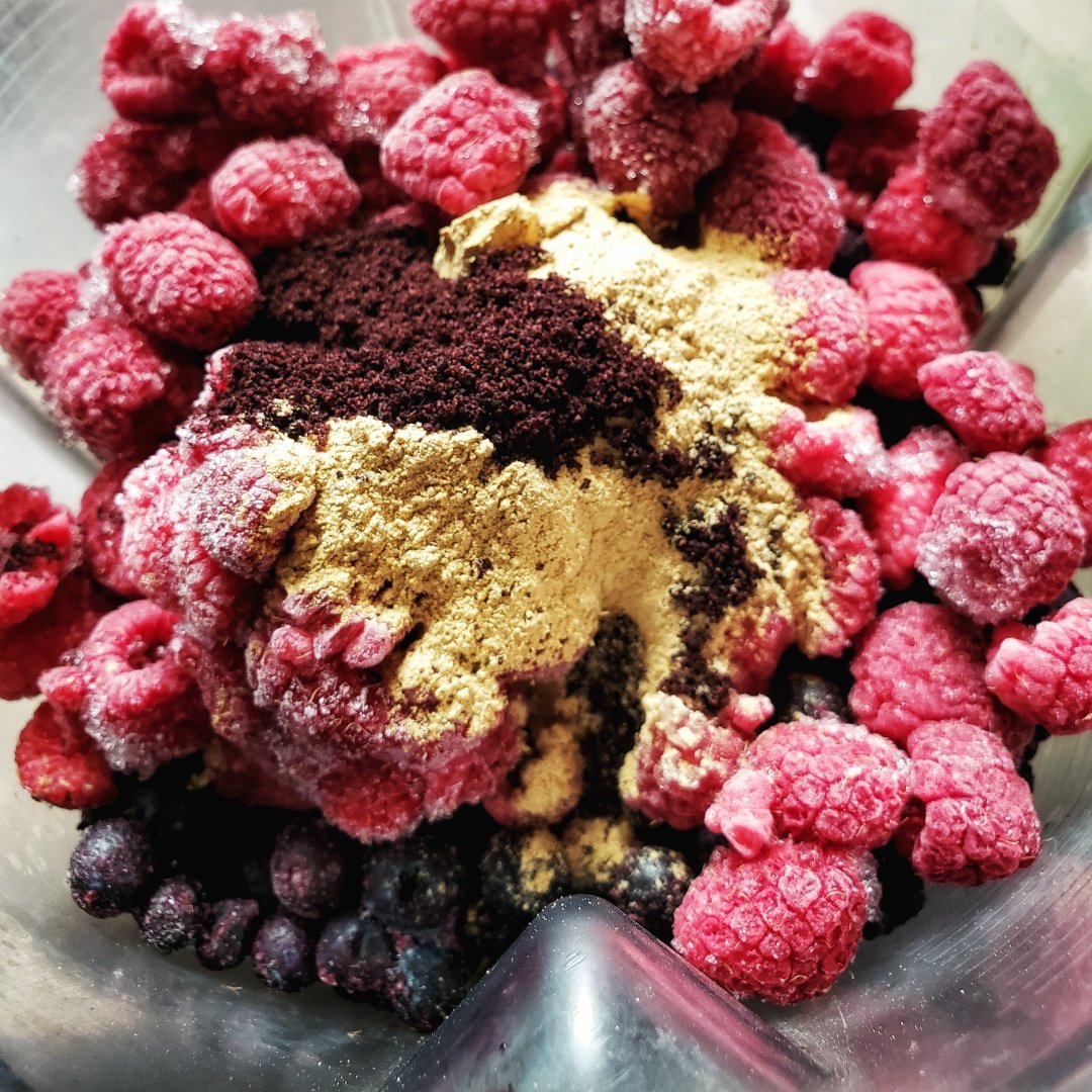 Ingredients for Berry Smoothie in blender