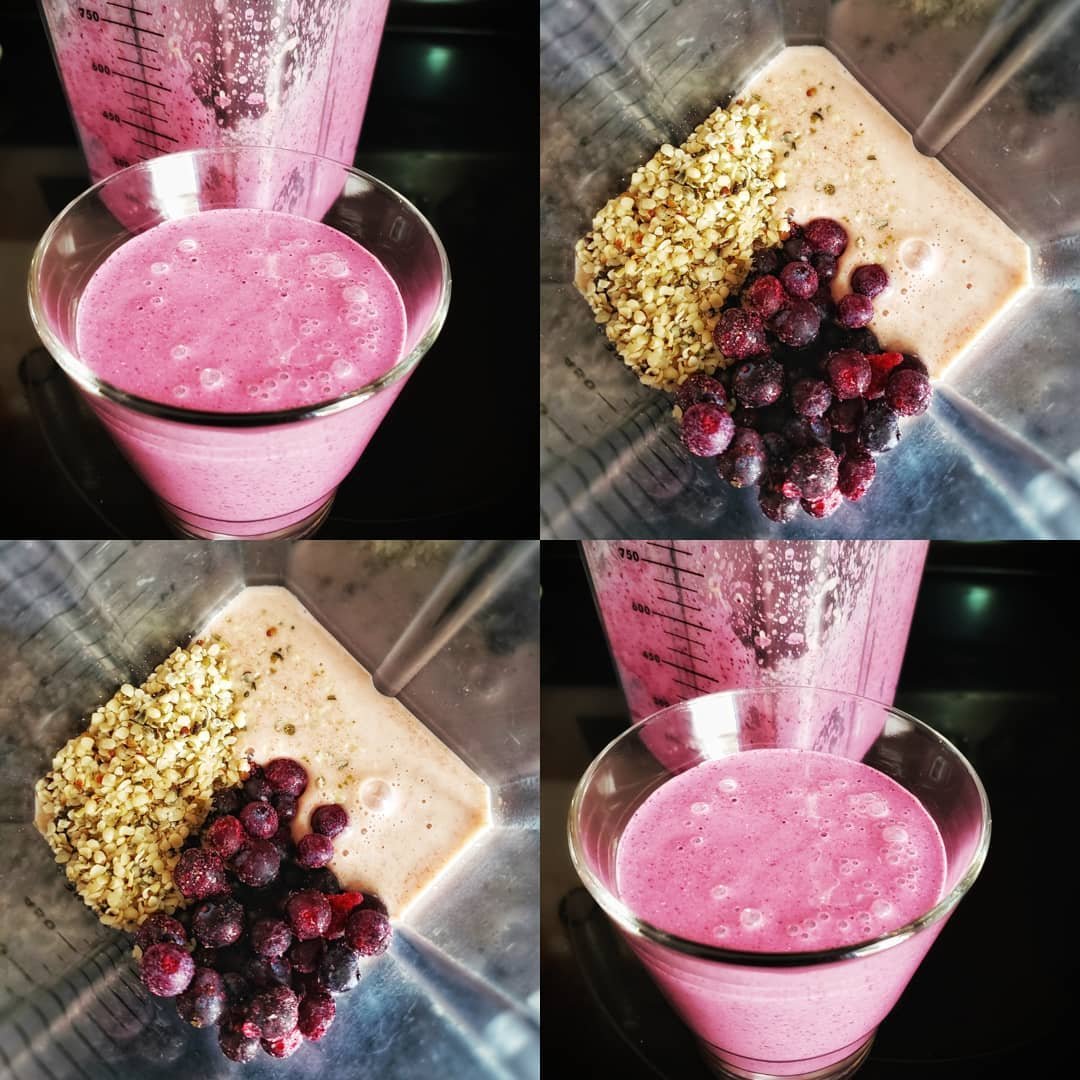 Smoothie Blueberry hemp collage