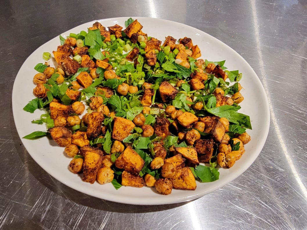 Spicy Roasted Squash & Chickpea Salad plated