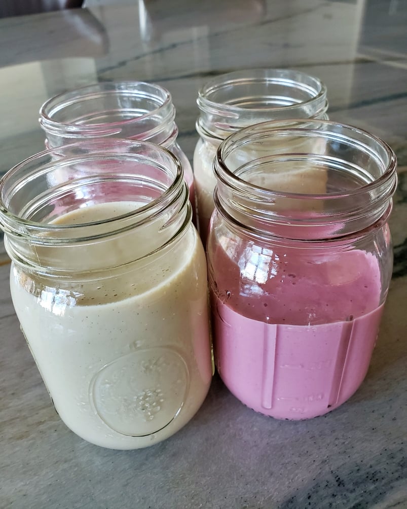 Strawberry Kefir Smoothie in mason jars