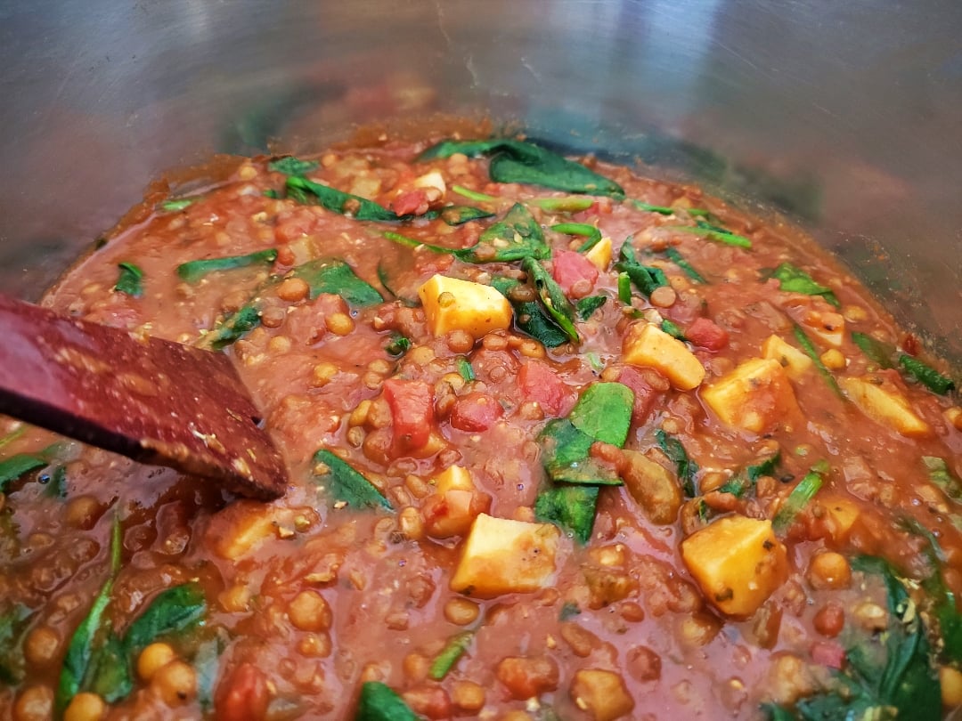 Tuscan lentils spinach dish