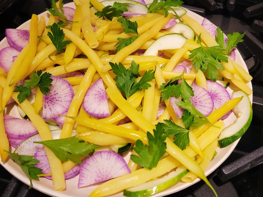 Yellow Bean, Cucumber & Radish Salad w Parsley