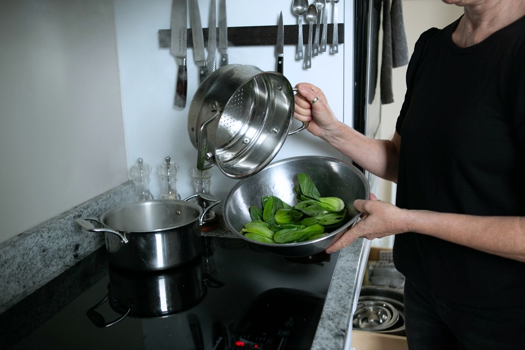 Chef Karina Hines Steaming Bok Choy
